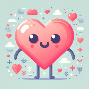 un cuore stilizzato con braccia e gambe