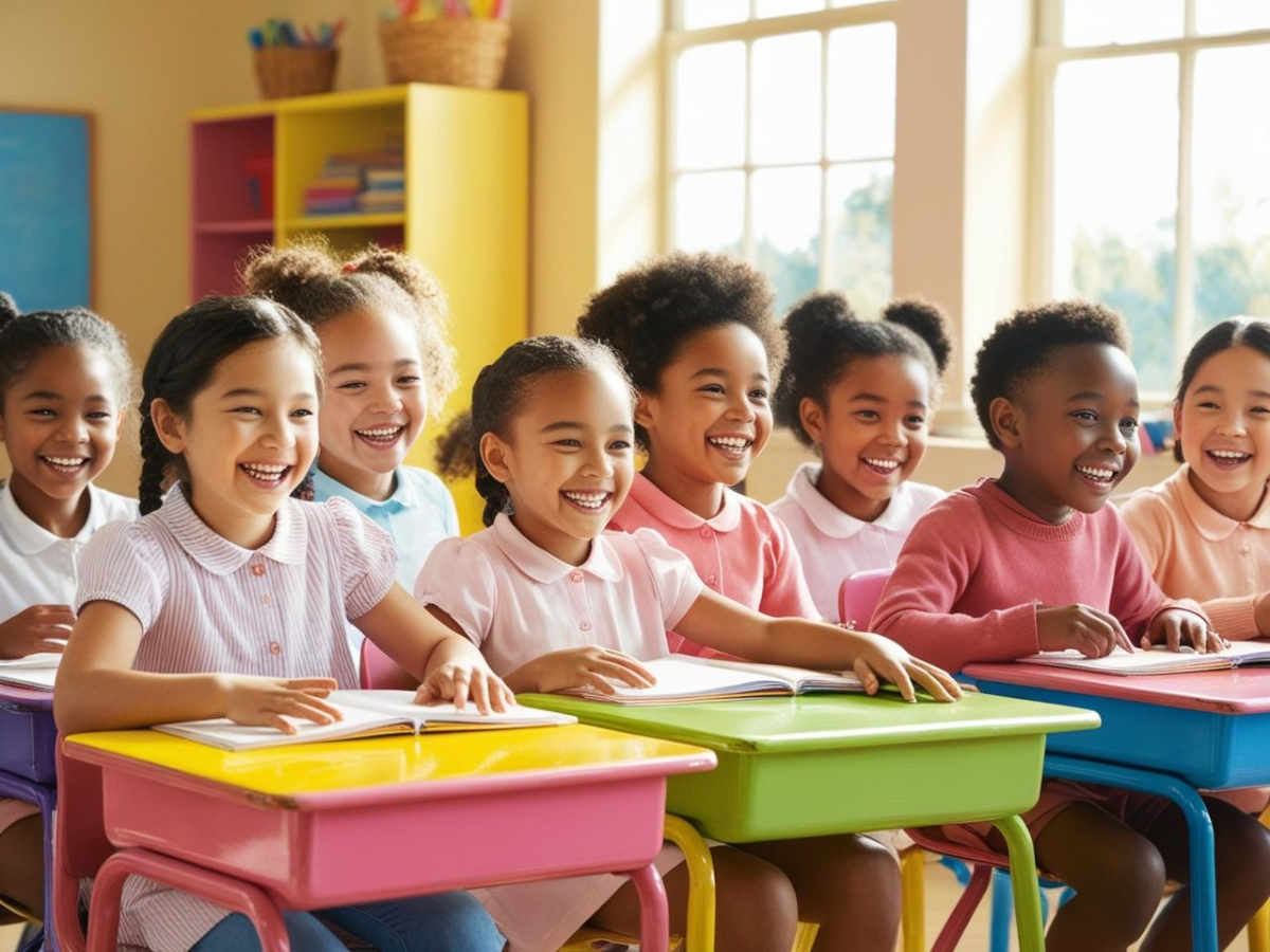 bambini felici in classe