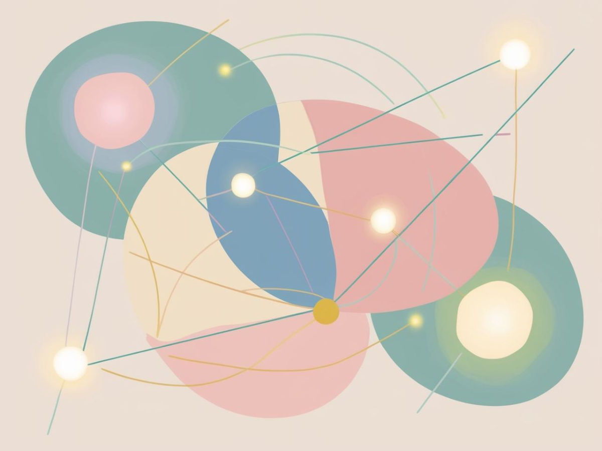 Immagine astratta con linee forme geometriche e punti luce