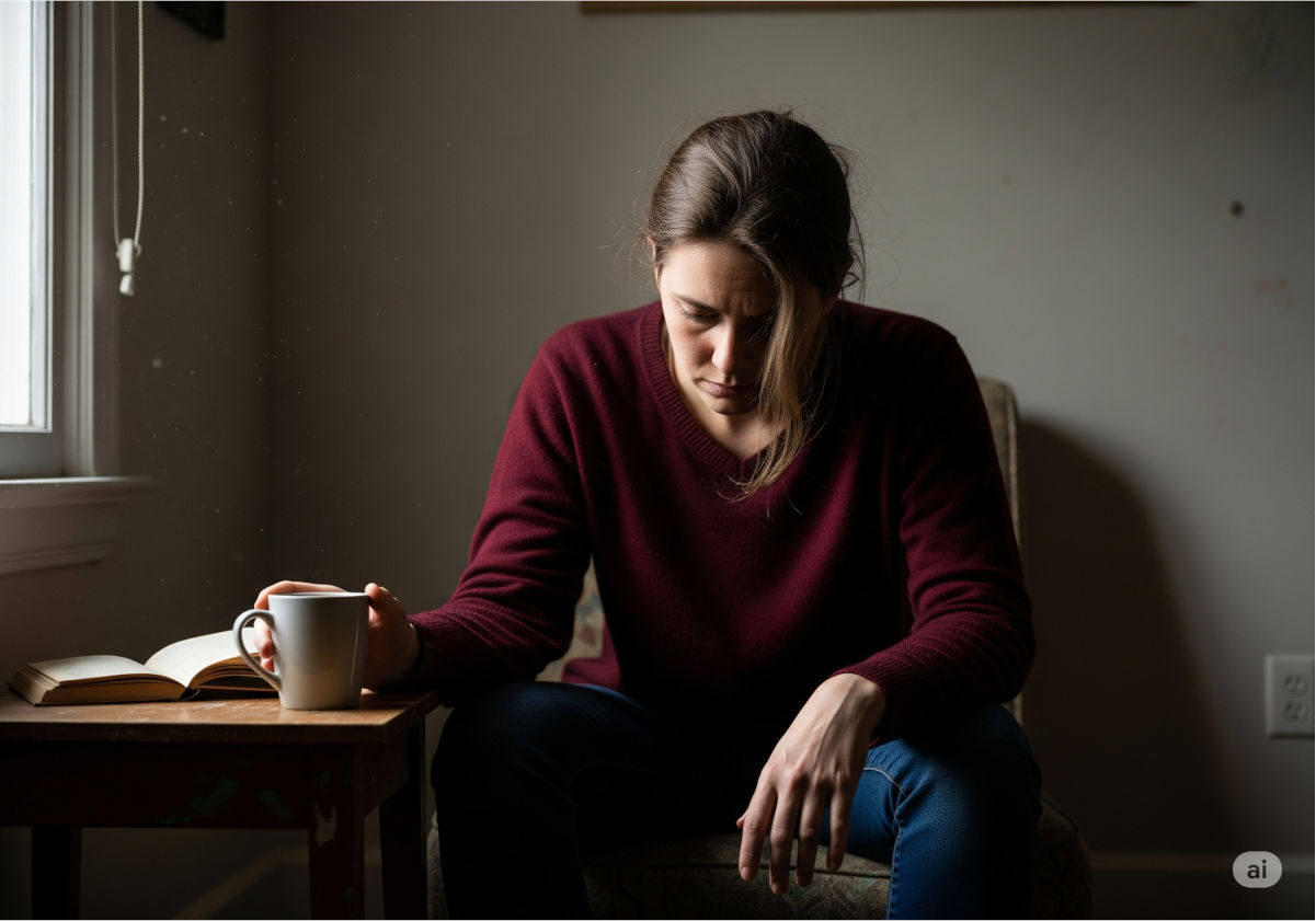 donna molto depressa e giù di morale